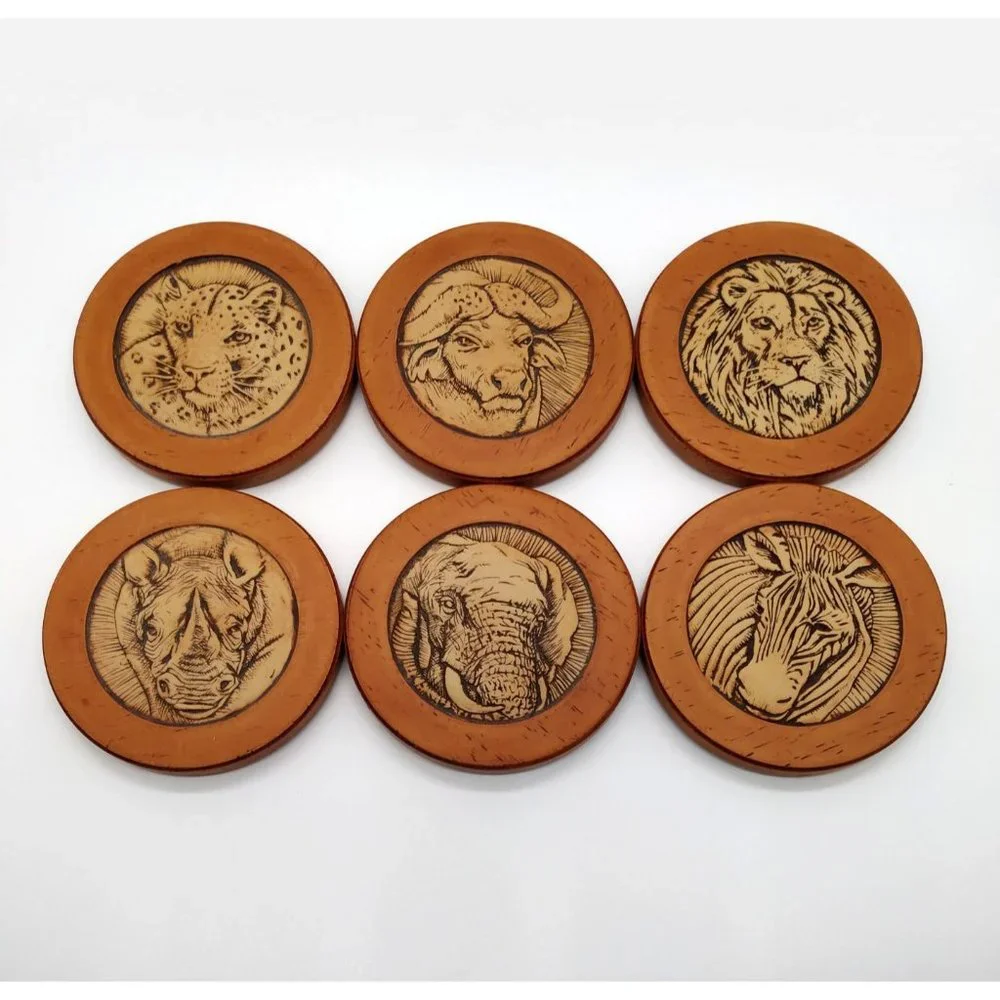 6 Piece Coaster Set Safari Animals by A Taste of Africa